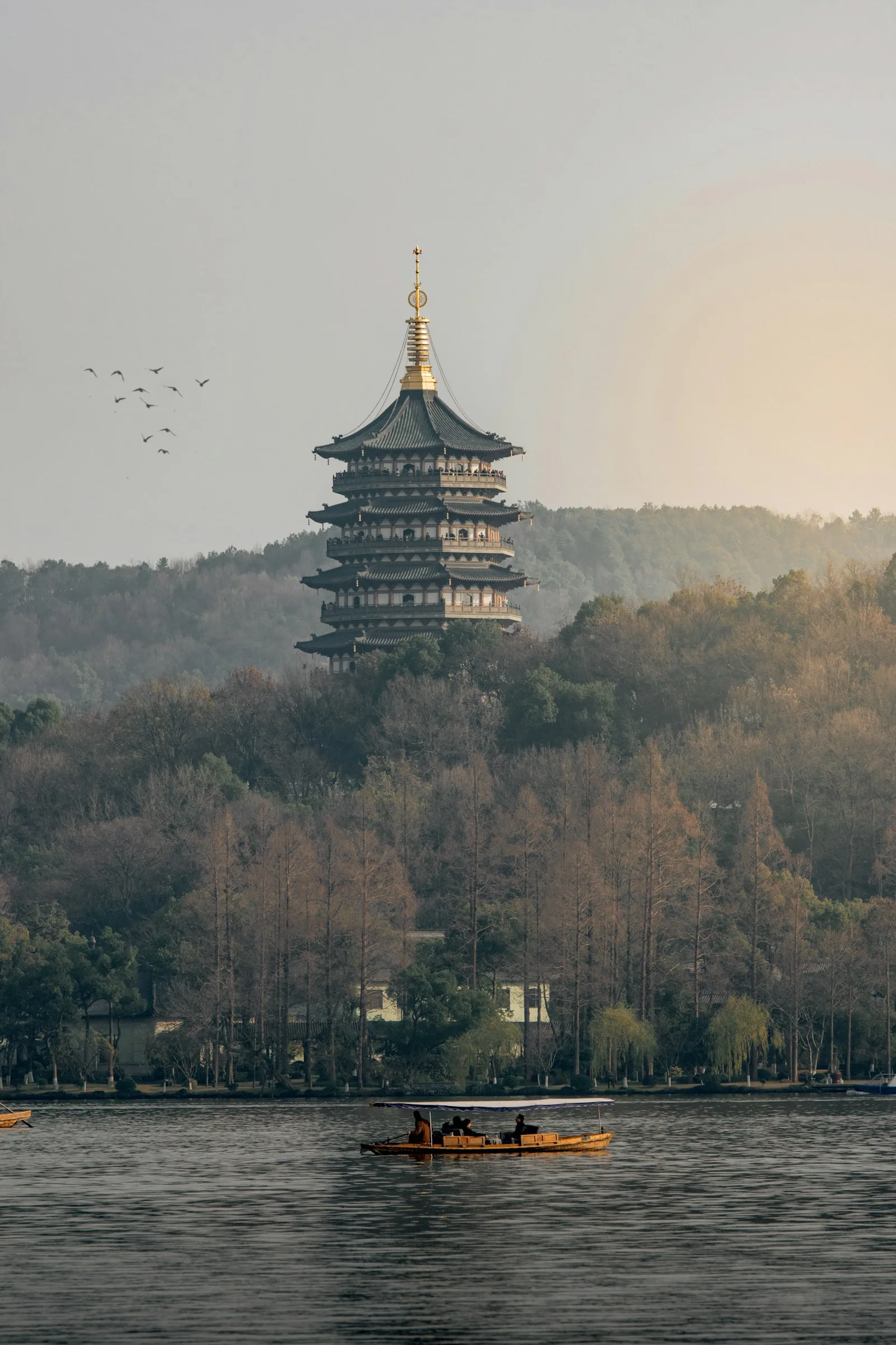 Misty morning on West Lake, Hangzhou.